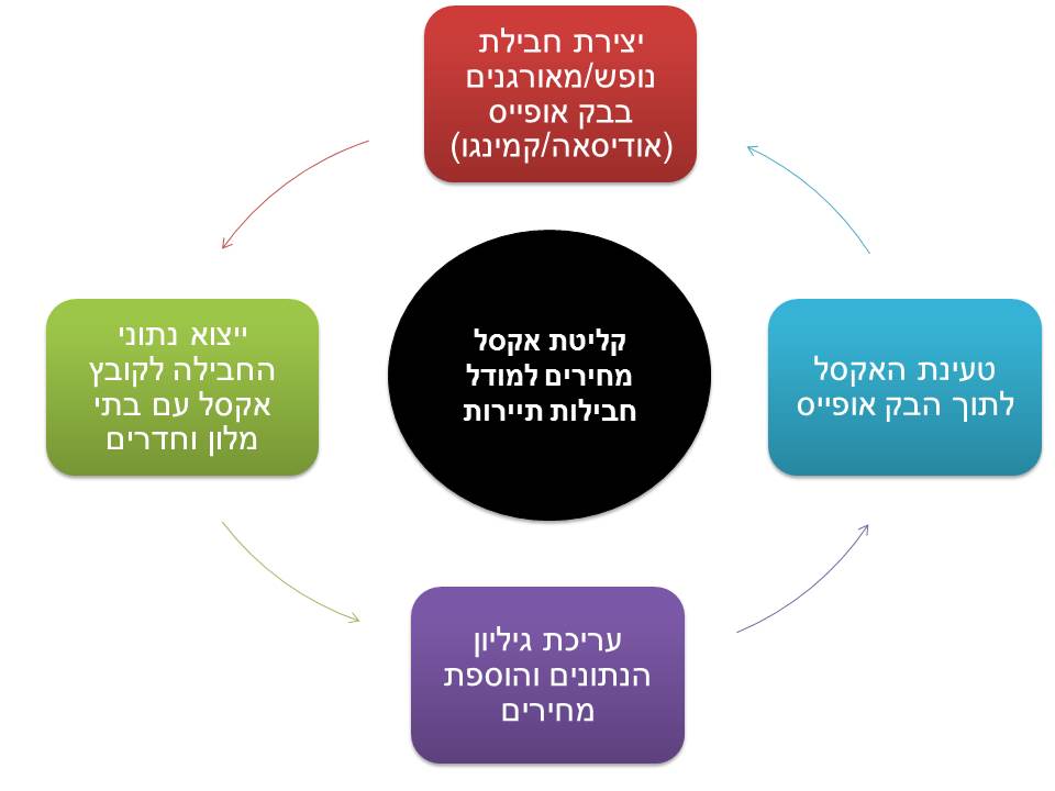 ייצוא וקליטת מחירים לתוך מודל החבילות