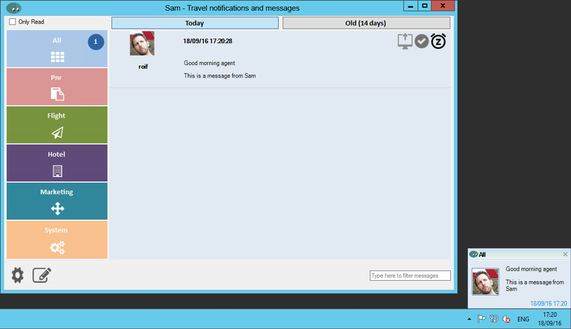 מערכת הודעות לסוכני נסיעות